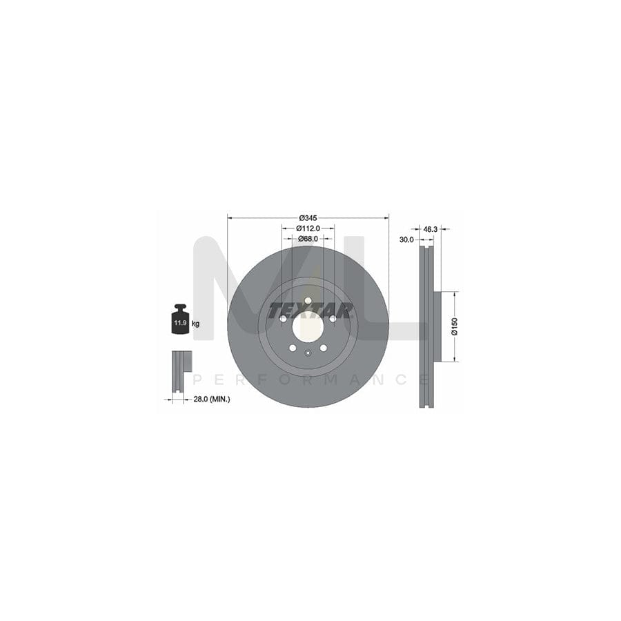 TEXTAR 92143900 Brake Disc for AUDI A4 Internally Vented, without wheel hub, without wheel studs  - 1 piece
