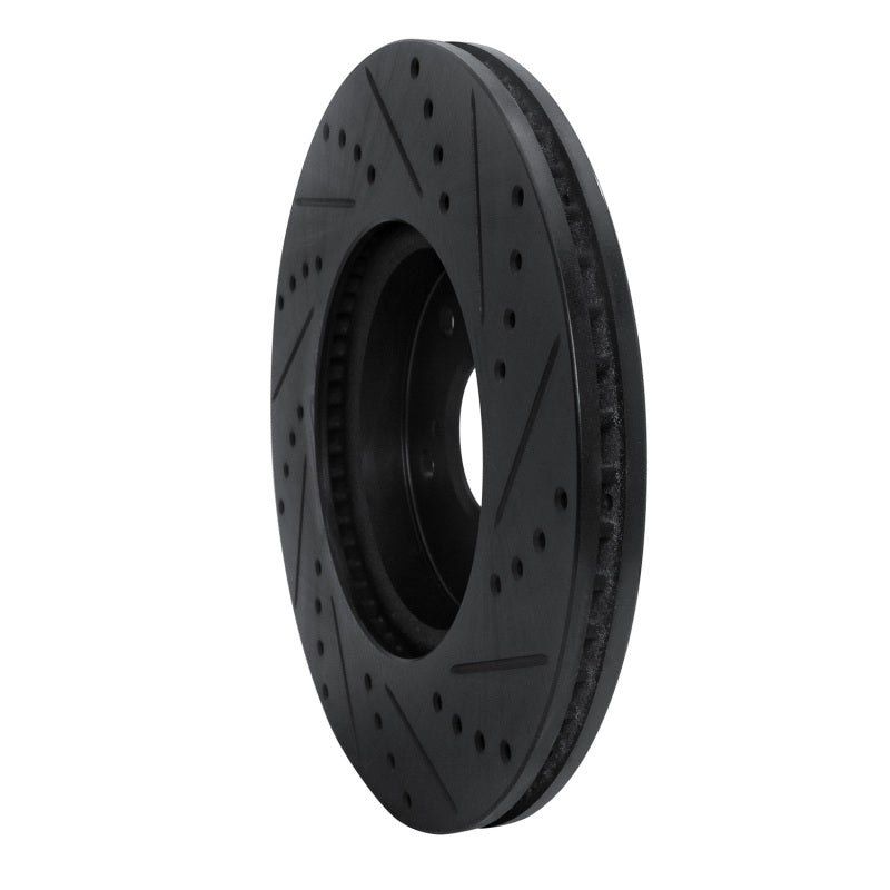 R1 Concepts R1 2013-2025 Acura Integra Front Left Drilled & Slotted Black Brake Rotor