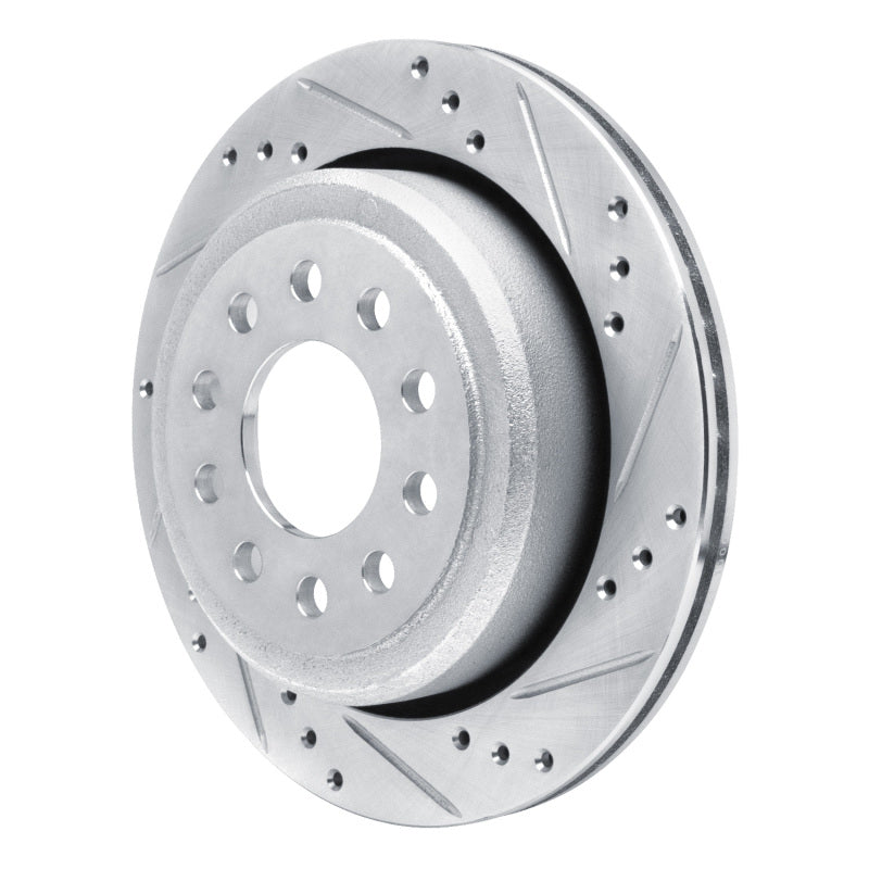 R1 Concepts R1 03-11 Lincoln Town Car Rear Right Drilled & Slotted Silver Brake Rotor