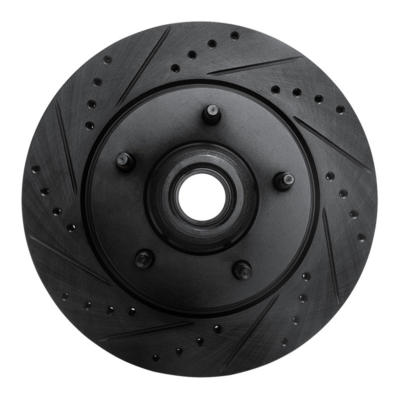 R1 Concepts R1 97-99 Ford F-150 RWD Front Left Drilled & Slotted Black Brake Rotor