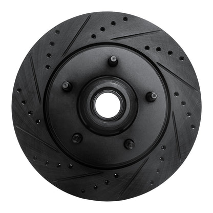 R1 Concepts R1 97-99 Ford F-150 RWD Front Left Drilled & Slotted Black Brake Rotor