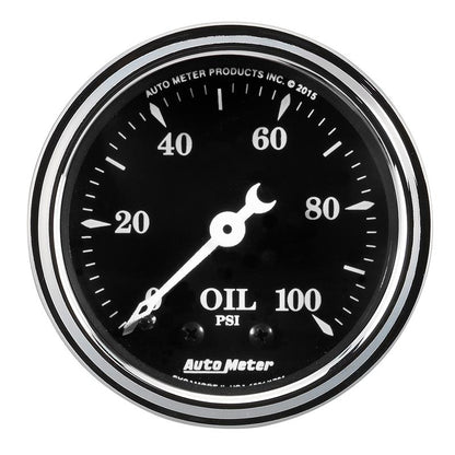 AutoMeter Auto Meter Gauge Oil Press 2 1/16in 100psi Mech Old Tyme Black