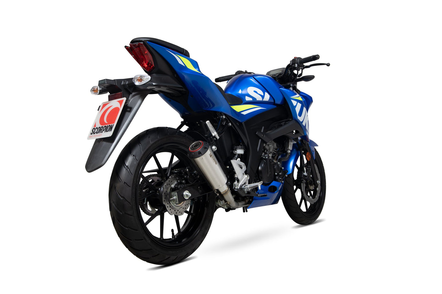 Scorpion PSI124SEO Suzuki Red Power Full System - Brushed Stainless Steel Sleeve (GSX-S 125 / GSX-S 150) | ML Performance UK UK