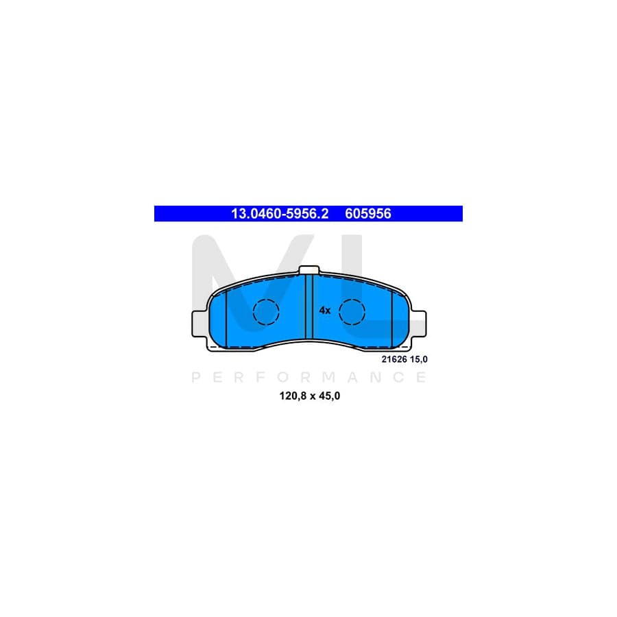ATE 13.0460-5956.2 Brake pad set for NISSAN Micra II Hatchback (K11) excl. wear warning contact, not prepared for wear indicator