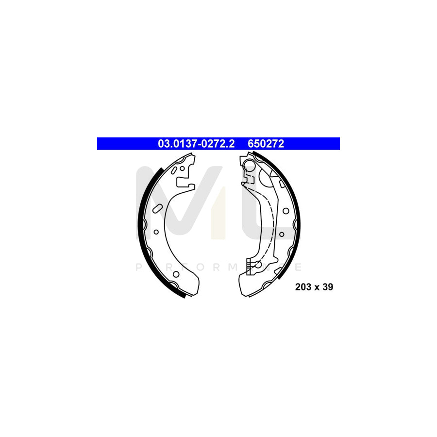 ATE 03.0137-0272.2 Brake Shoe Set for FORD MONDEO with lever