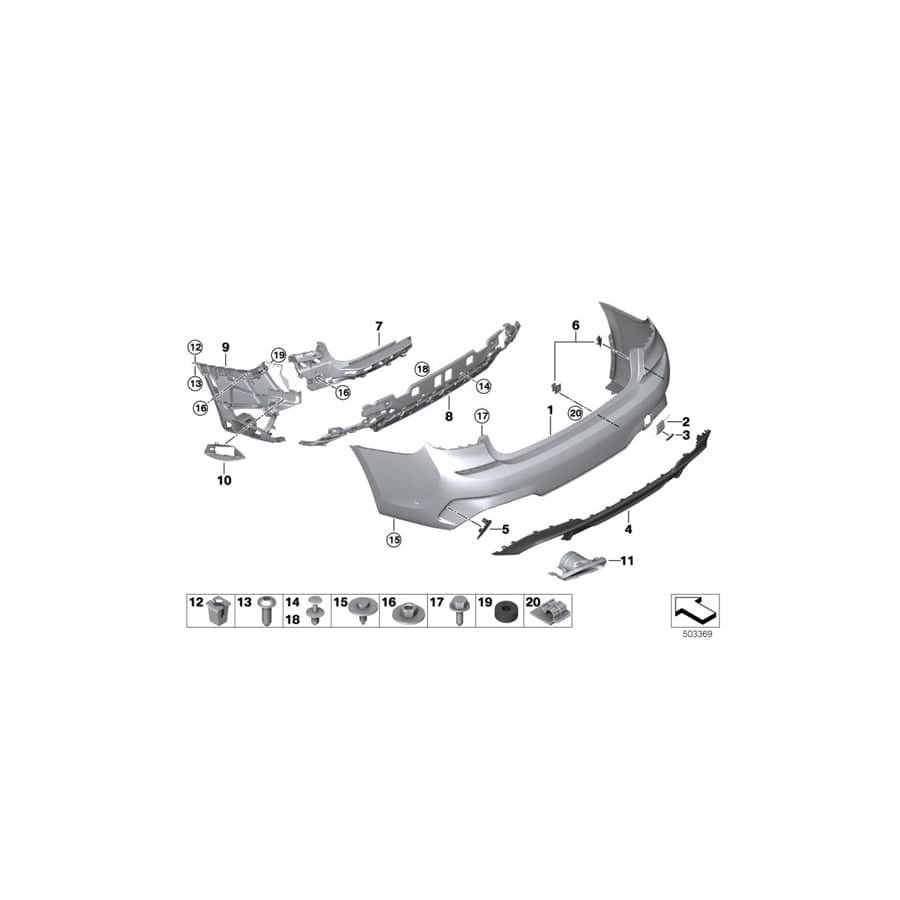 Genuine BMW 51128069394 G20 Mount For Bumper, Corner, Rear Right MSP/MPA (Inc. 320iX, 320dX & 320d)