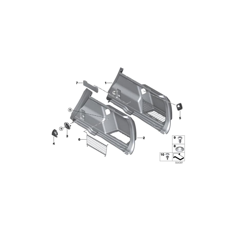 Genuine BMW 51477425644 F48 Right Trunk Trim (Inc. X1 18dX, X1 20dX & X1 20d)