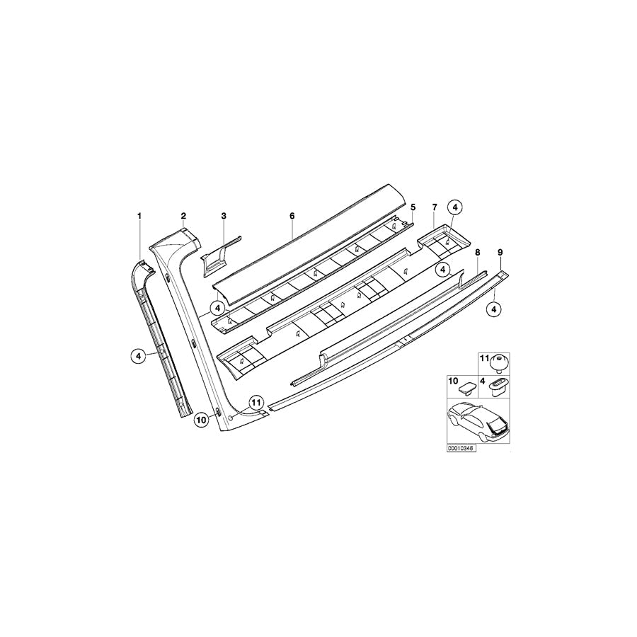 Genuine BMW 51498215304 E39 Interior Upper Trunk Lid Trim Panel DUNKELGRUEN (Inc. 528i, 520i & 525i)