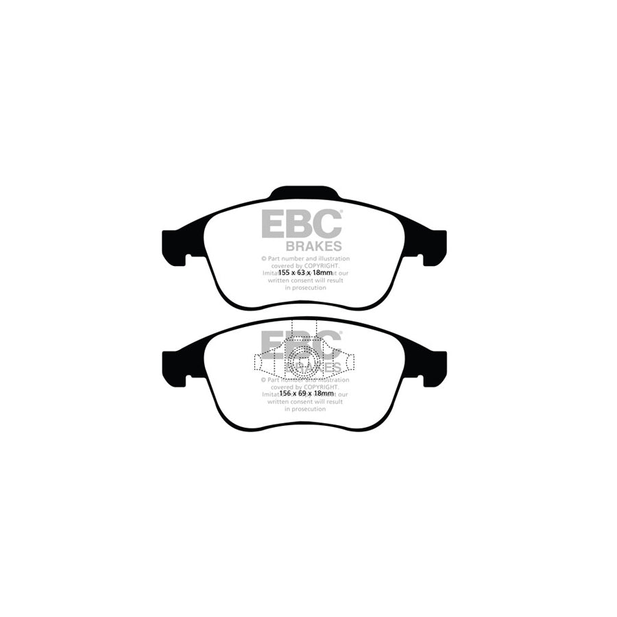 EBC PD01KF1280 Renault Greenstuff Front Brake Pad & Plain Disc Kit  - ATE Caliper (Inc. Laguna & Latitude) 2 | ML Performance UK Car Parts