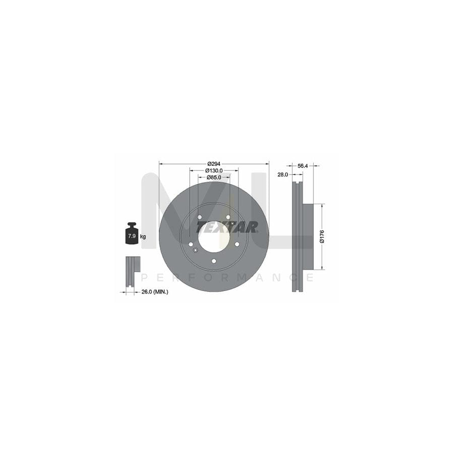 TEXTAR PRO 92203203 Brake Disc Internally Vented, Coated, without wheel hub, without wheel studs  - 1 piece