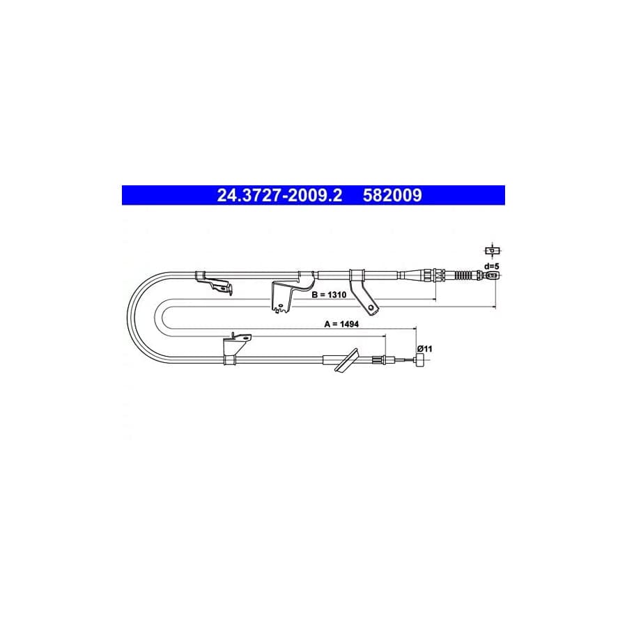 ATE 24.3727-2009.2 Hand Brake Cable for Suzuki Swift III Hatchback (Mz, Ez)