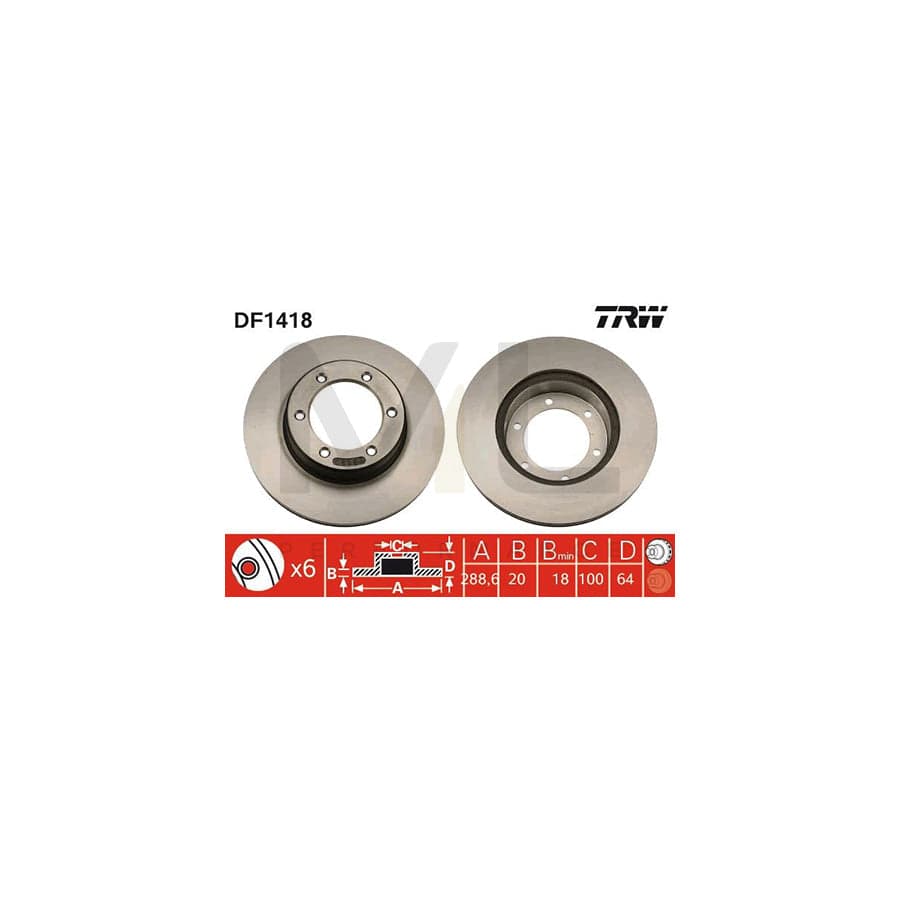 TRW DF1418 Brake Disc Vented, Painted  - 1 piece