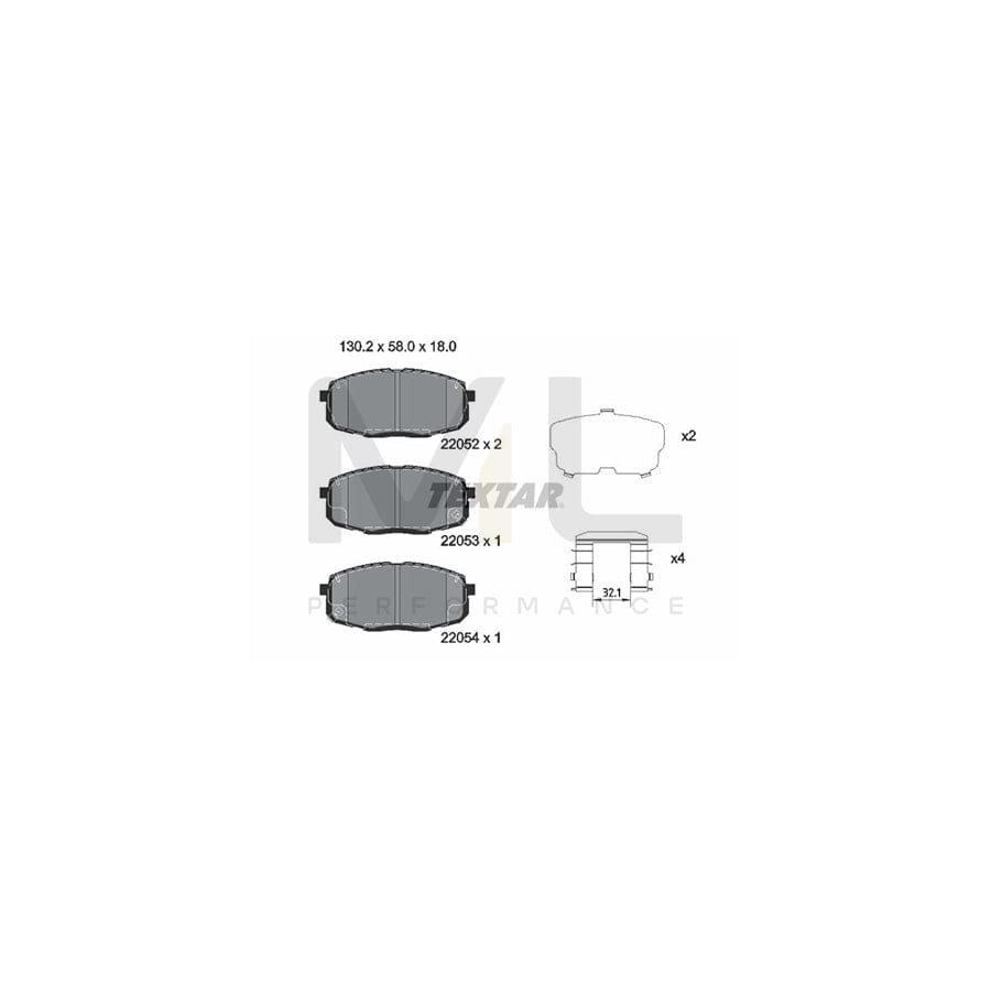 TEXTAR 2205201 Brake pad set with acoustic wear warning, with accessories