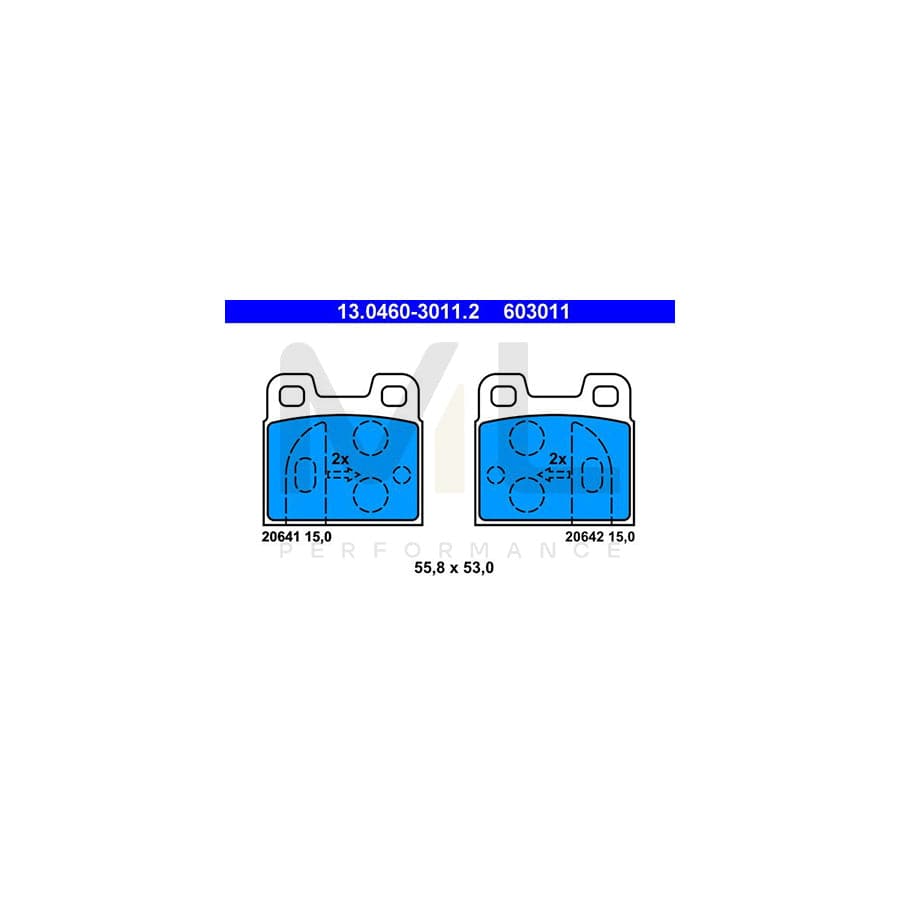 ATE 13.0460-3011.2 Brake pad set excl. wear warning contact, not prepared for wear indicator