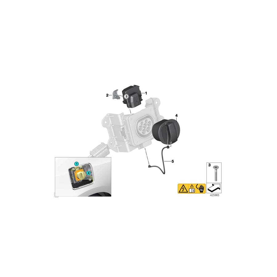 Genuine BMW 61139334721 I15 Cover For Charge Socket (Inc. i3 94Ah, i3s 94Ah Rex & i3s 94Ah)