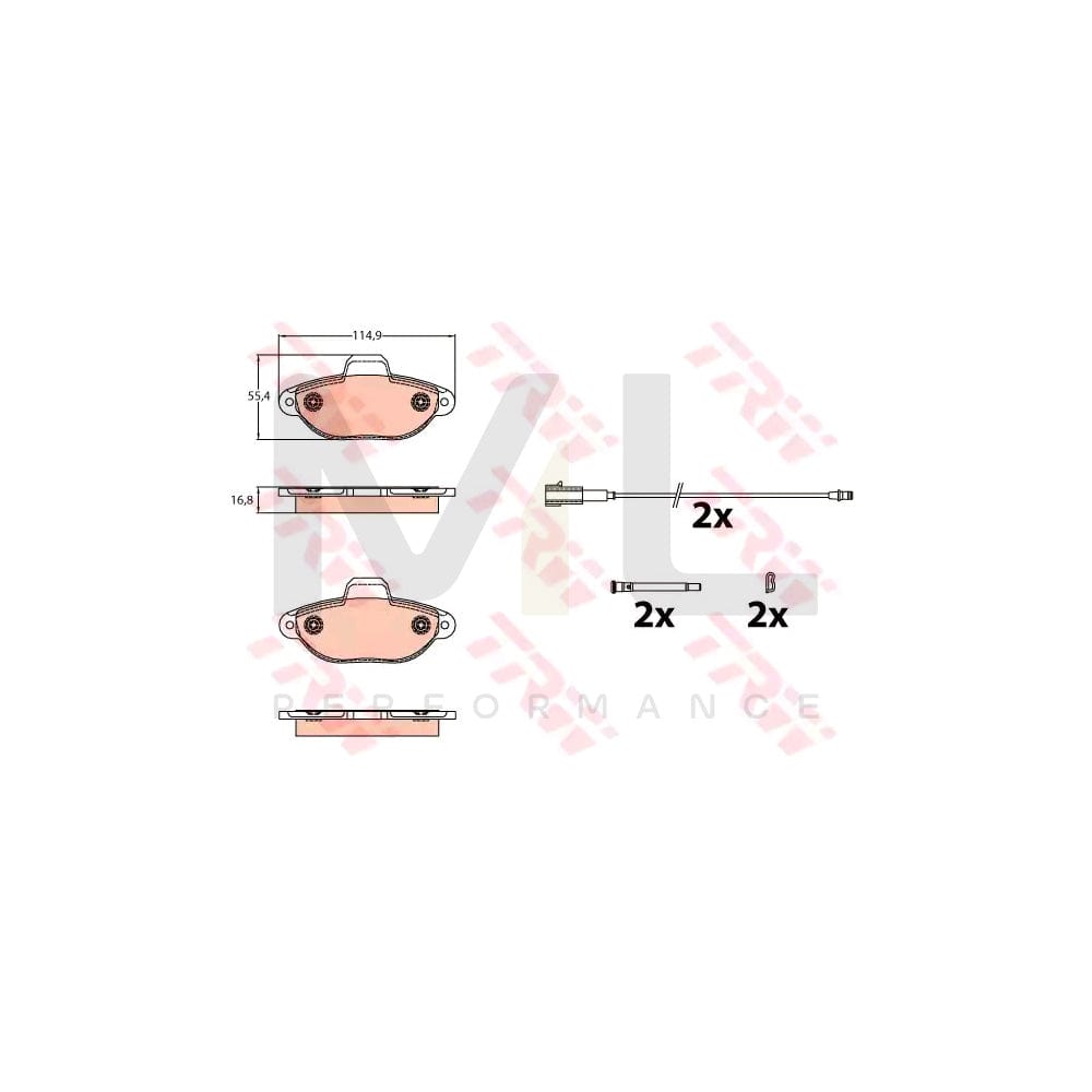 TRW Gdb2141 Brake Pad Set For Fiat 500 Hatchback (312) Incl. Wear Warning Contact, With Accessories