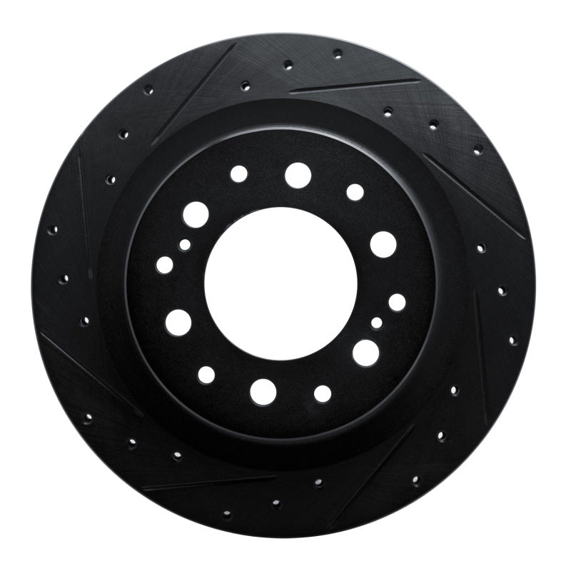 R1 Concepts R1 2022-2025 Lexus GX550 Rear Left Drilled & Slotted Black Brake Rotor