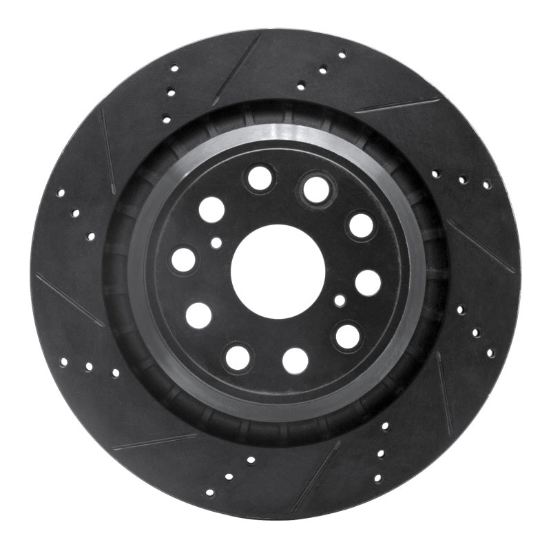 R1 Concepts R1 07-17 Lexus LS460 Left Rear Drilled & Slotted Black Brake Rotor