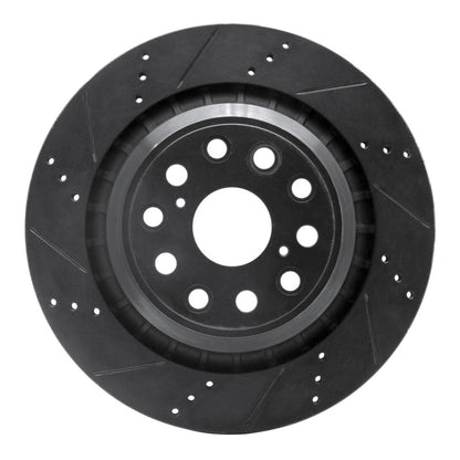 R1 Concepts R1 07-17 Lexus LS460 Left Rear Drilled & Slotted Black Brake Rotor