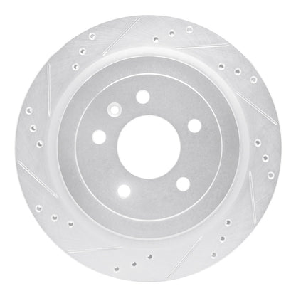 R1 Concepts R1 13-19 Cadillac ATS Rear Left Drilled & Slotted Silver Brake Rotor