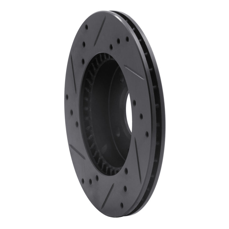 R1 Concepts R1 95-00 Nissan Sentra Front Right Drilled & Slotted Black Brake Rotor