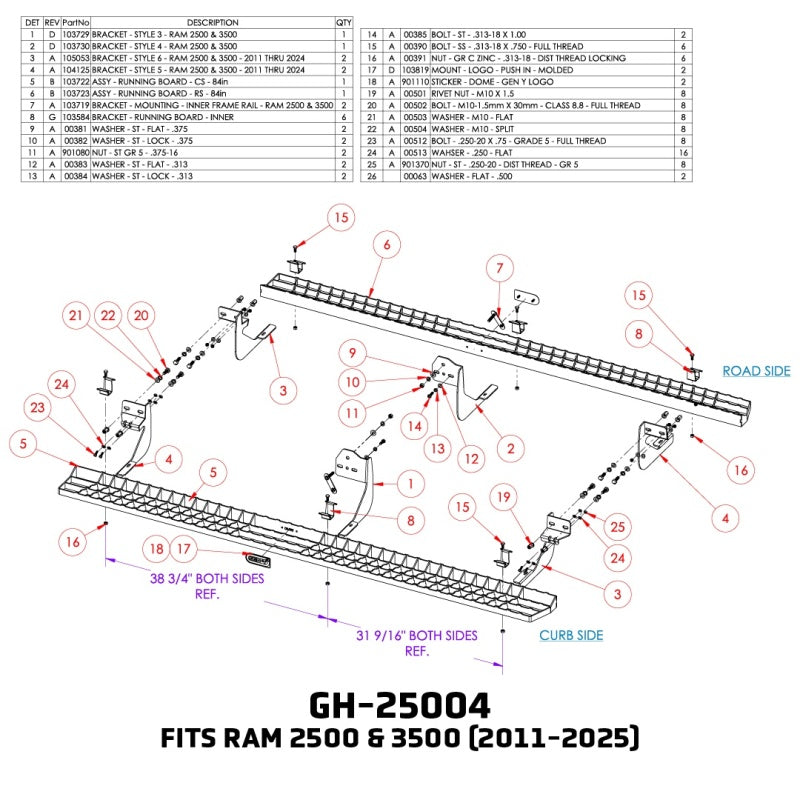 GEN-Y Hitch Gen-Y 11-24 RAM 2500/3500 Crew Cab Running Boards