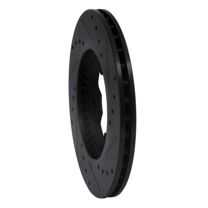 R1 Concepts R1 79-83 Nissan 280ZX Front Left Drilled & Slotted Black Brake Rotor