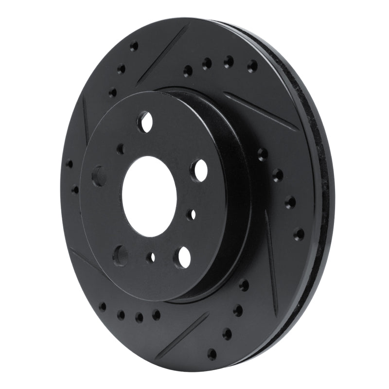 R1 Concepts R1 83-86 Toyota Camry Front Left Drilled & Slotted Black Brake Rotor