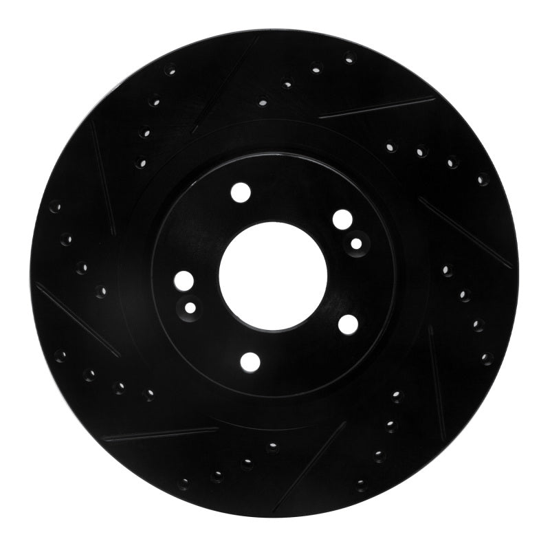 R1 Concepts R1 13-20 Hyundai Santa Fe Sport Front Left Drilled & Slotted Black Brake Rotor