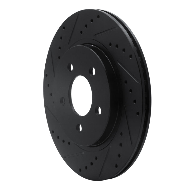 R1 Concepts R1 05-14 Ford Mustang Rear Left Drilled & Slotted Black Brake Rotor