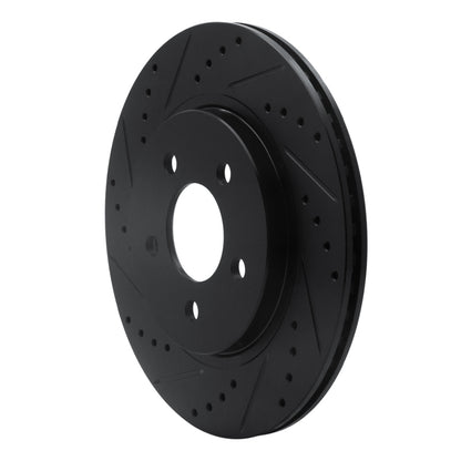 R1 Concepts R1 05-14 Ford Mustang Rear Left Drilled & Slotted Black Brake Rotor