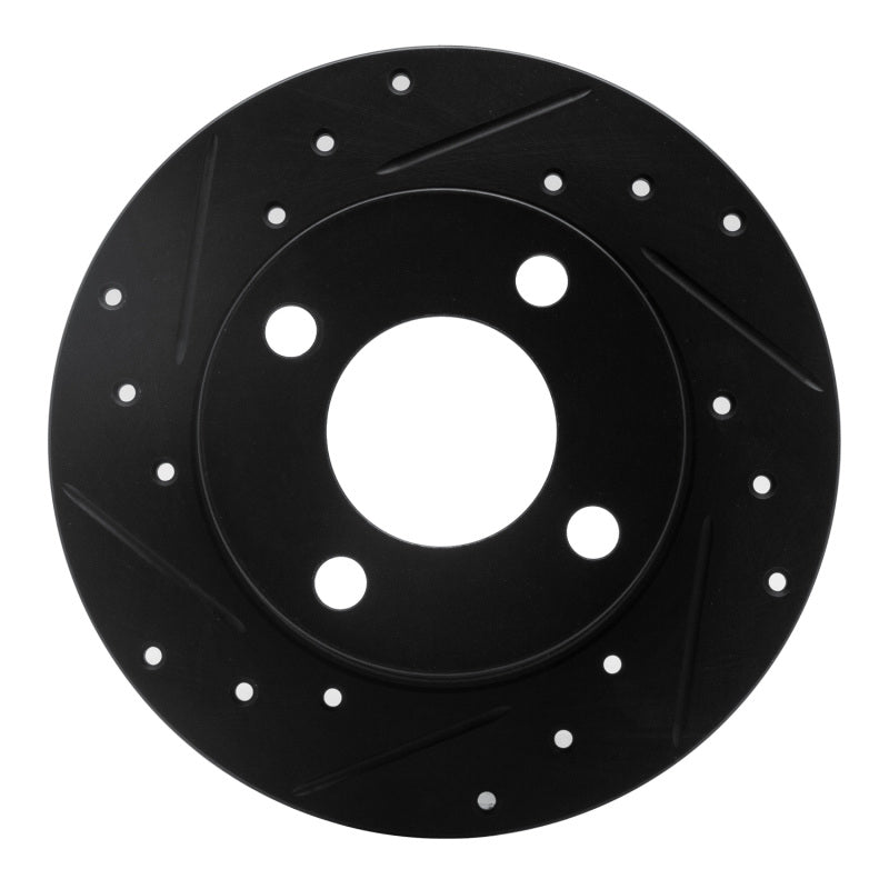 R1 Concepts R1 82-98 Audi Cabriolet Rear Left Drilled & Slotted Black Brake Rotor