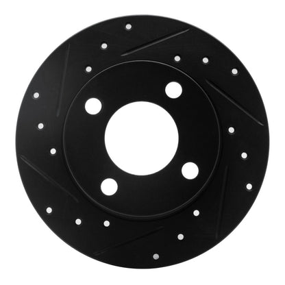 R1 Concepts R1 82-98 Audi Cabriolet Rear Left Drilled & Slotted Black Brake Rotor