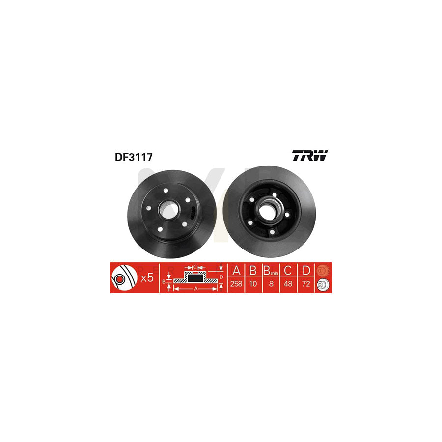 TRW DF3117 Brake Disc Solid, Painted  - 1 piece
