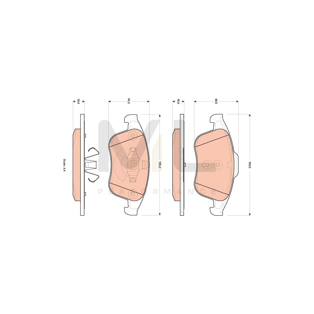 TRW Gdb1896 Brake Pad Set For Renault Latitude Not Prepared For Wear Indicator