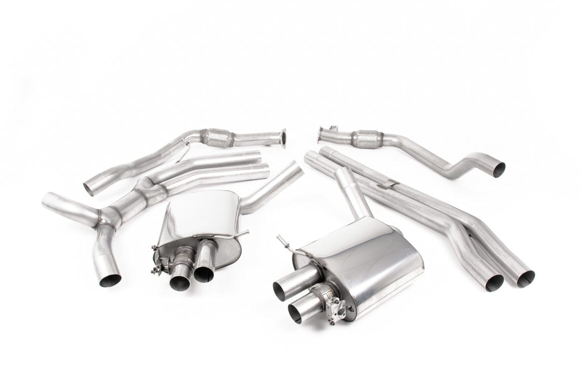 MillTek SSXAU760 Audi RS4 Road+ Cat-Back Exhaust with Cerakote Black Oval Trims