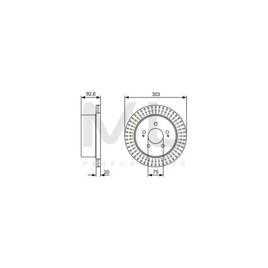 BOSCH 0 986 479 V26 Brake Disc Vented, Oiled - 1 piece