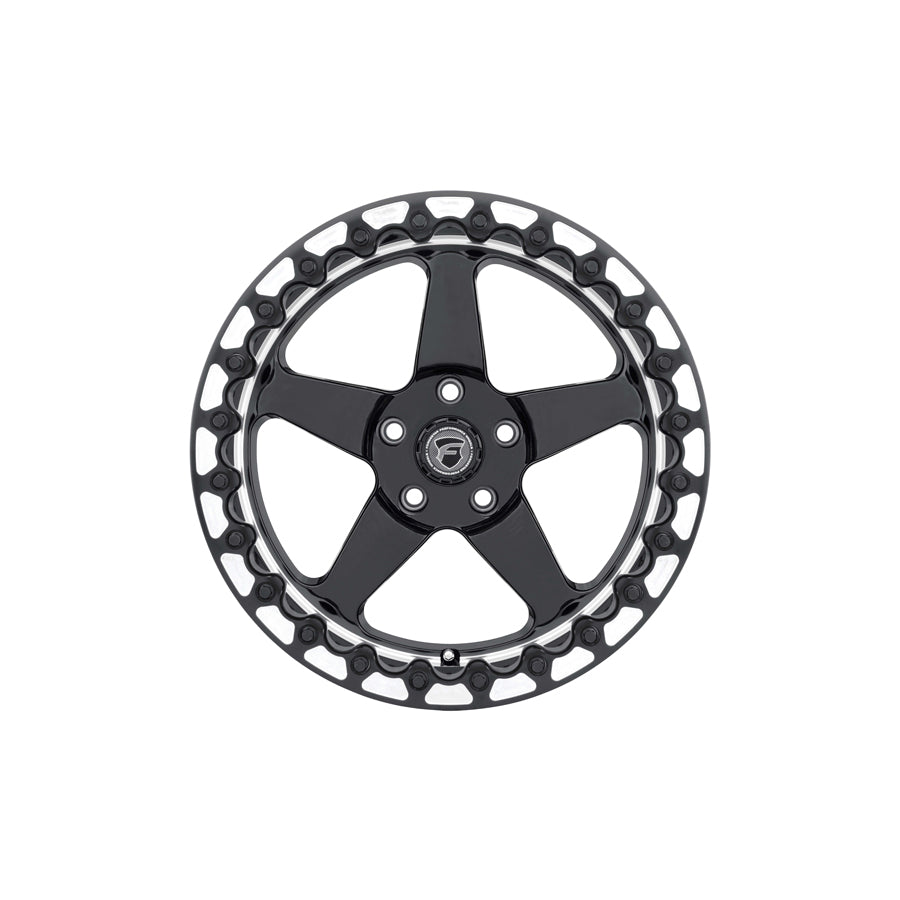 Forgestar F001B0067P25 15x10 D5 Beadlock Standard 5x114.3 ET25 BS6.5 Gloss Black Machined Drag Racing Wheel
