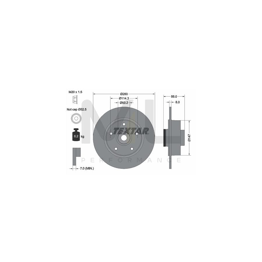 TEXTAR 92196000 Brake Disc Solid, with integrated magnetic sensor ring, with wheel bearing  - 1 piece