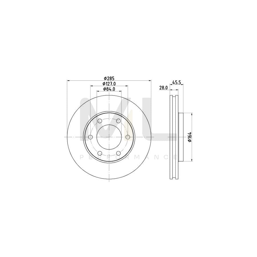 HELLA 8DD 355 108-531 Brake Disc Internally Vented, without wheel hub, without wheel studs | ML Performance Car Parts