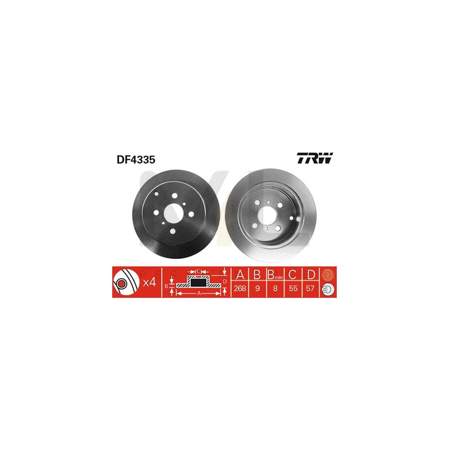 TRW DF4335 Brake Disc Solid, Painted  - 1 piece