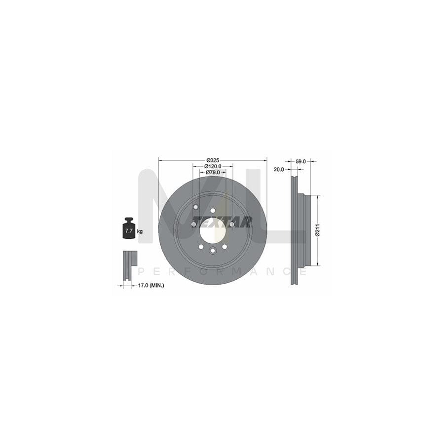 TEXTAR PRO 92147603 Brake Disc Externally Vented, Coated, without wheel hub, without wheel studs  - 1 piece