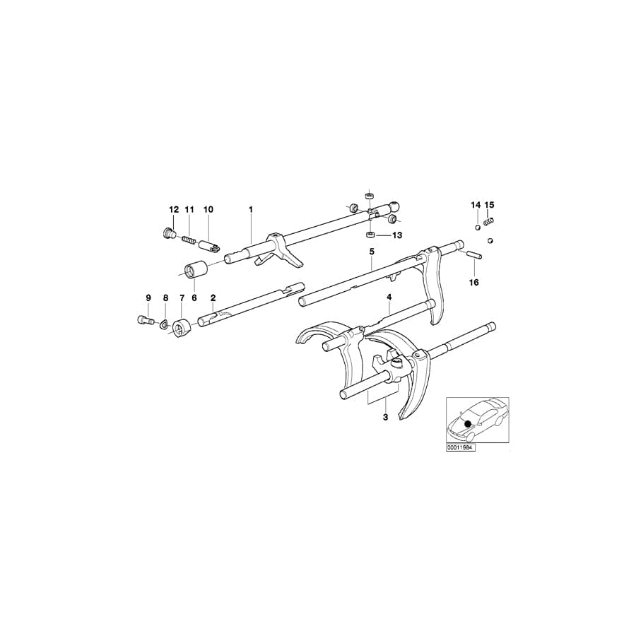 Genuine BMW 23311228231 E28 E24 E34 Shifting Rod 1.And 2.Gear (Inc. M635CSi, M5 3.8 & M5)