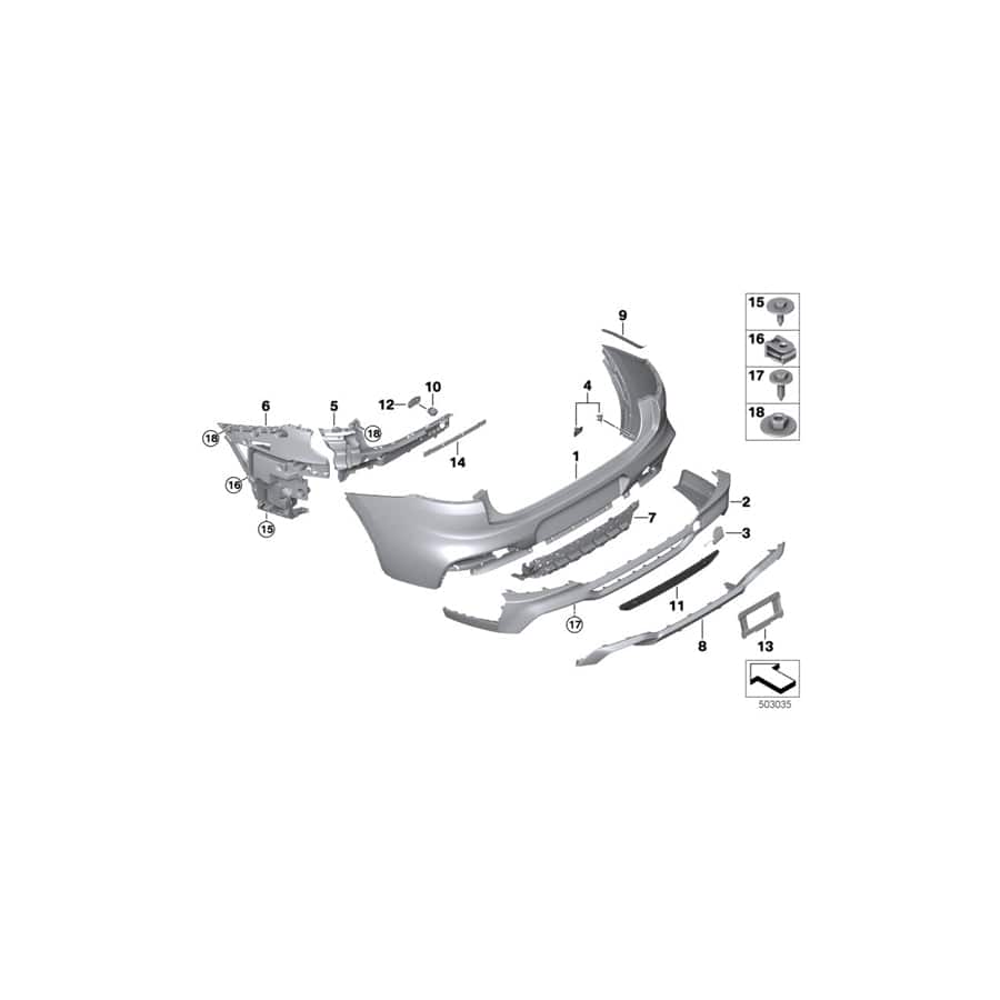 Genuine BMW 51128082219 Bumper Trim, BottoRear, Primed (Inc. X4 M)