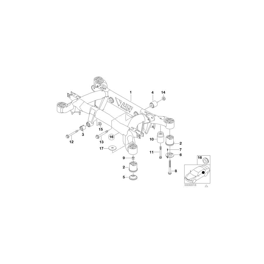 Genuine BMW 33311090510 E38 Rear Axle Carrier (Inc. 730d, 728iL & 725tds)