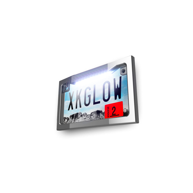 XKGLOW XK Glow Motorcycle License Plate Frame Light w/ White LED - Chrome