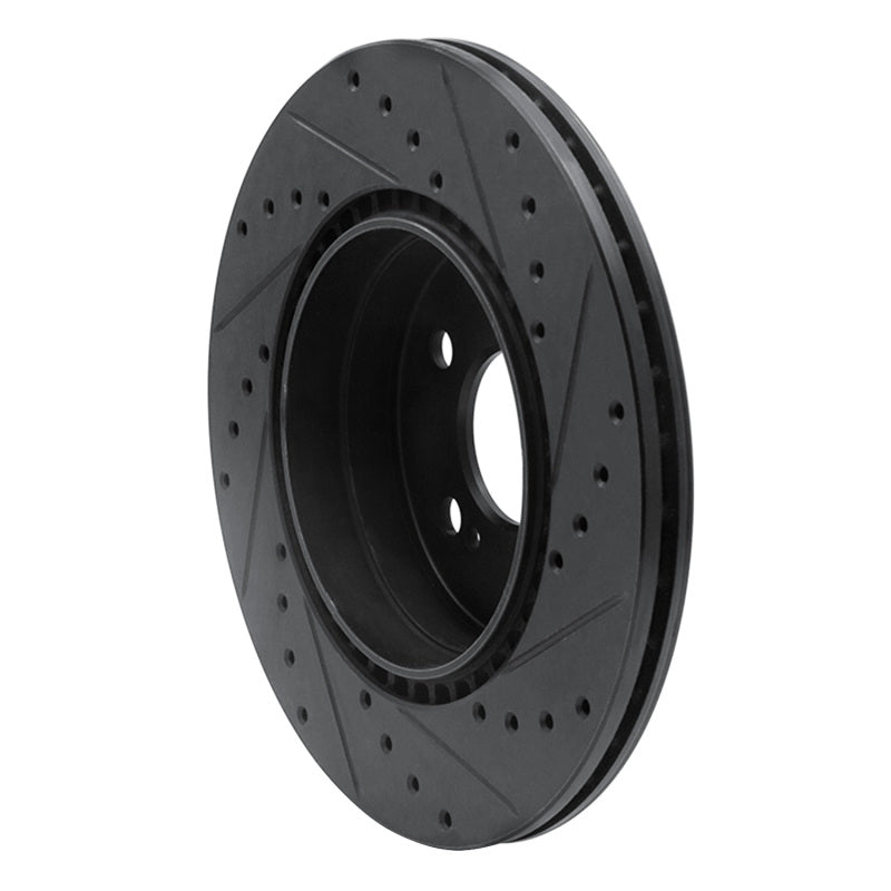 R1 Concepts R1 93-02 Mercedes-Benz 600SL Rear Left Drilled & Slotted Black Brake Rotor