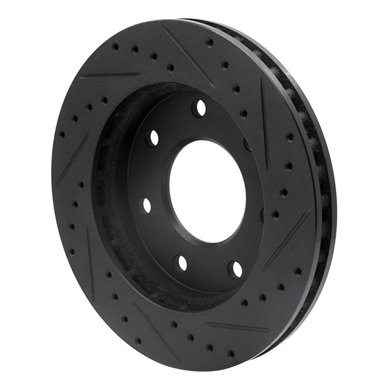 R1 Concepts R1 97-04 Ford F-250 4WD (Excl Super Duty) Front Left Drilled & Slotted Black Brake Rotor