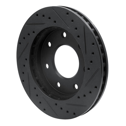 R1 Concepts R1 97-04 Ford F-250 4WD (Excl Super Duty) Front Left Drilled & Slotted Black Brake Rotor