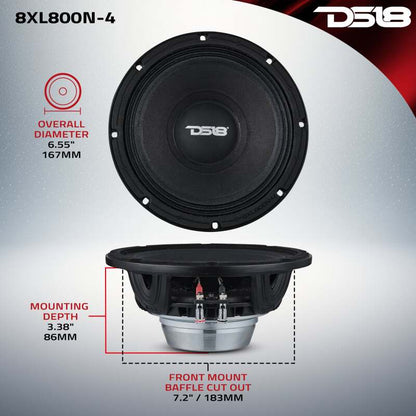 DS18 8in 400 Watts RMS 4 ohm Neodymium Mid-Range Loudspeaker